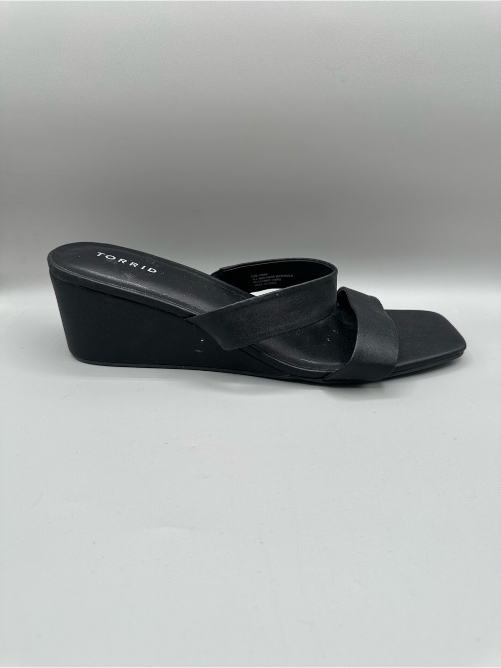 Torrid Cross-Strap Wedge Mule Sandals Extra Wide Width Women 13 Black